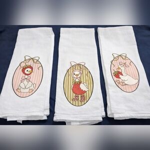 Set of Three Geese Print Kitchen Towels